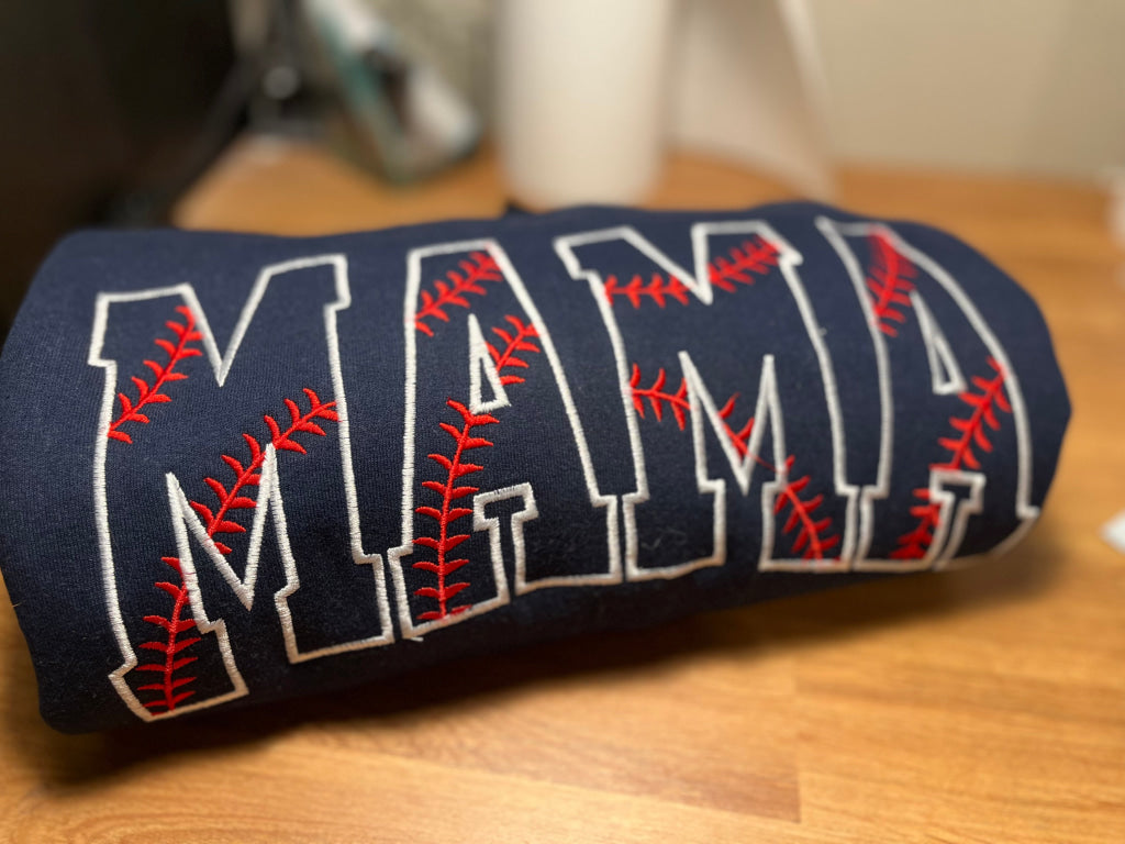 Embroidered Mama Baseball Stitch