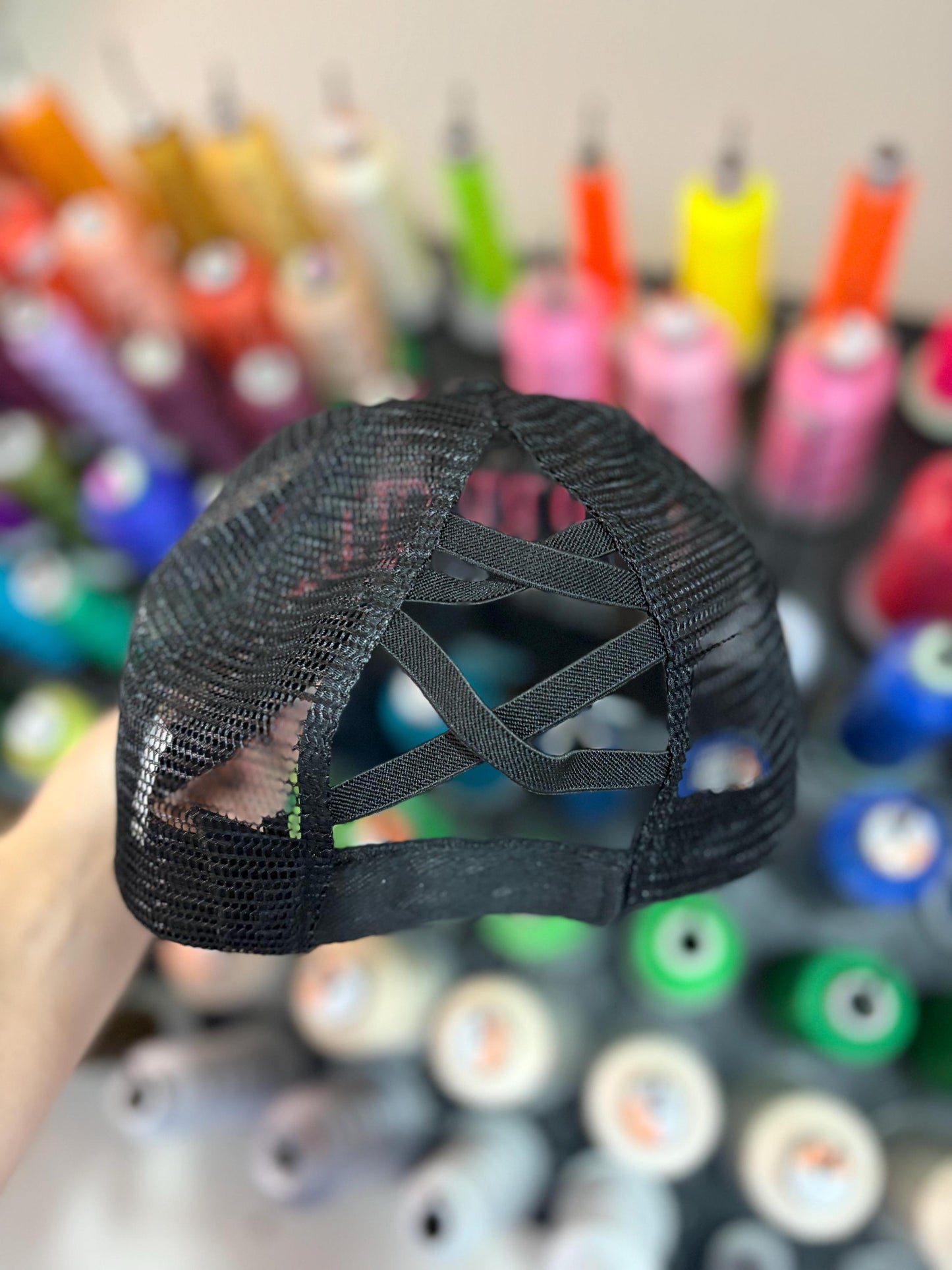 RBF CLUB 3d puff black leopard ponytail cap
