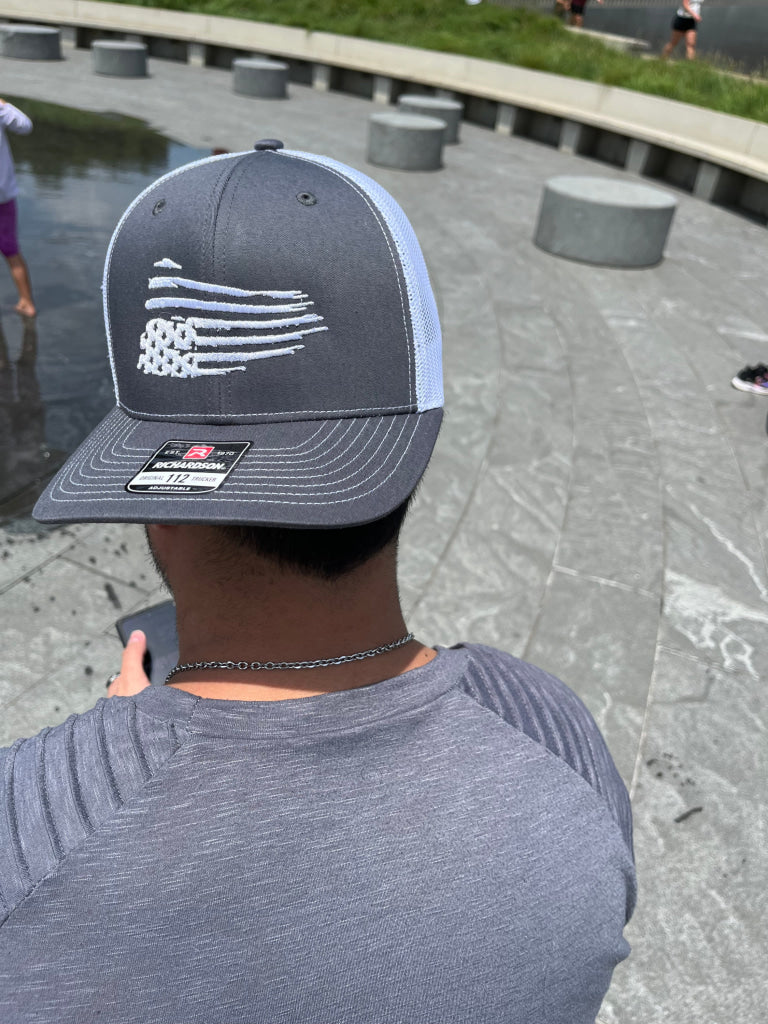 Upside Down Torn Flag Embroidered Hat