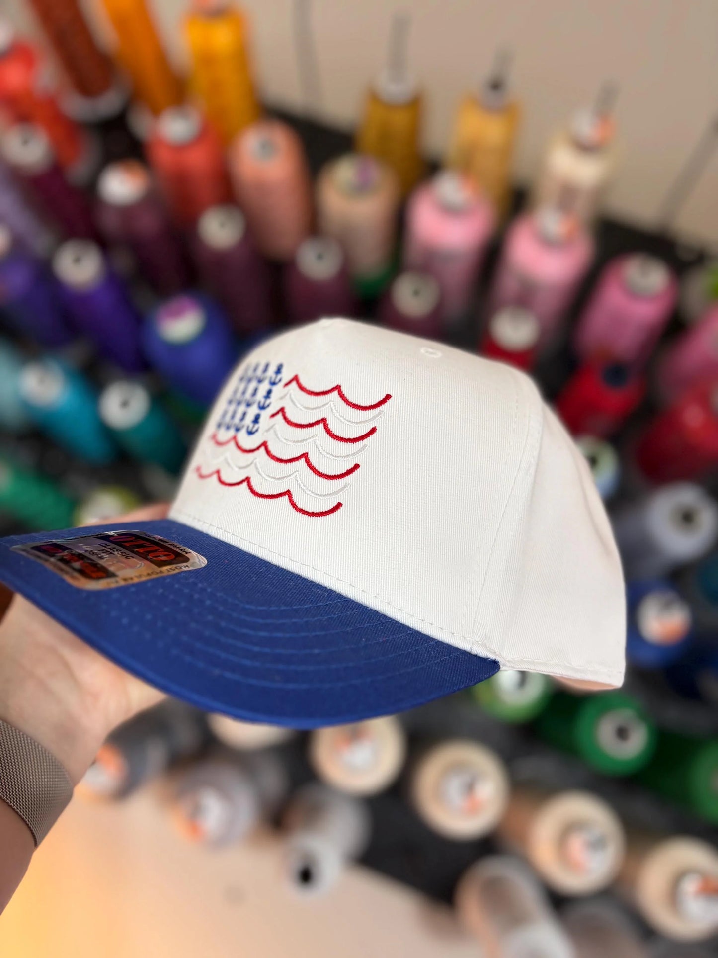 Anchor patriotic flag embroidered hat