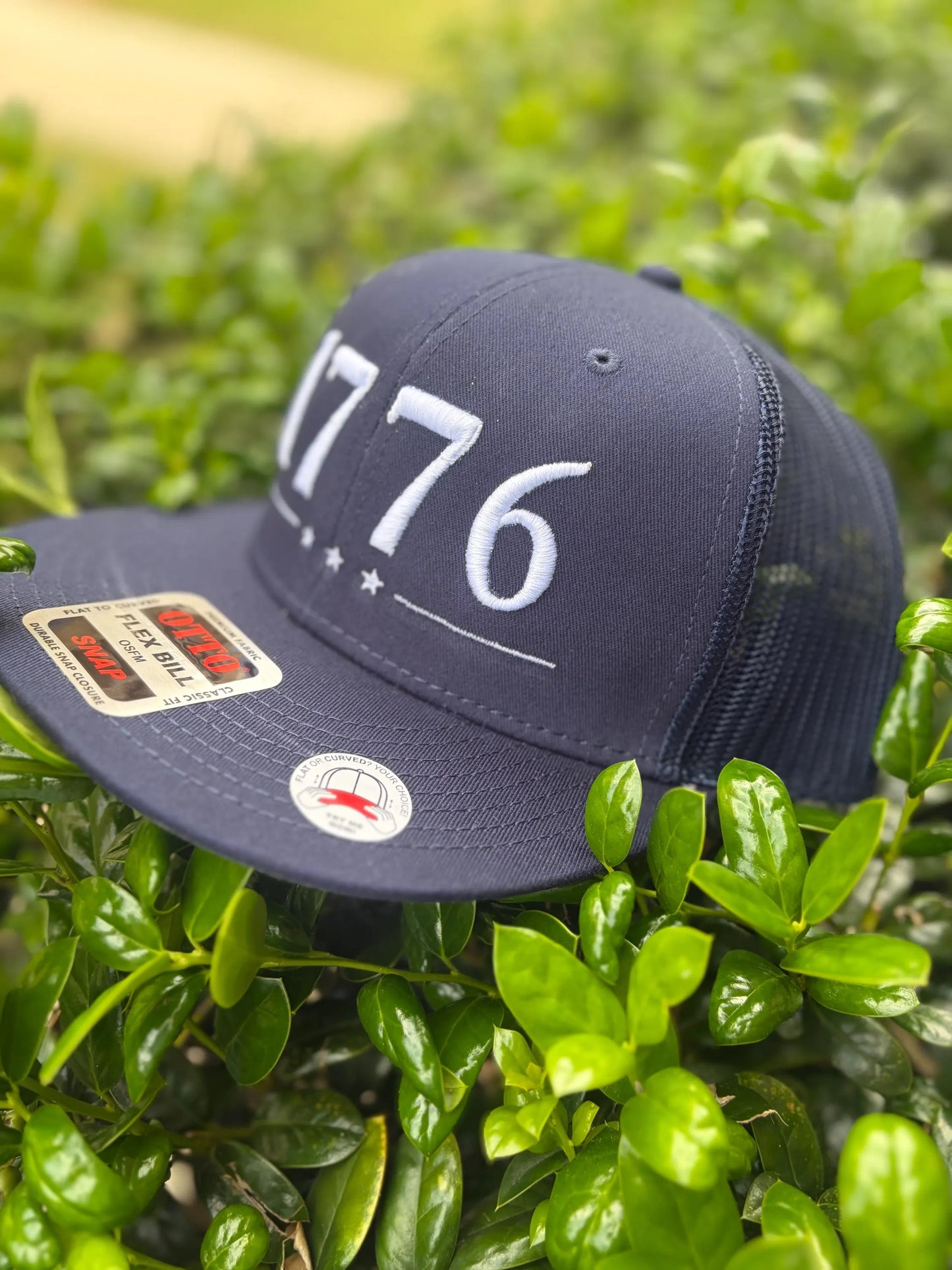 Navy Flatbill 1776 puff embroidered hat