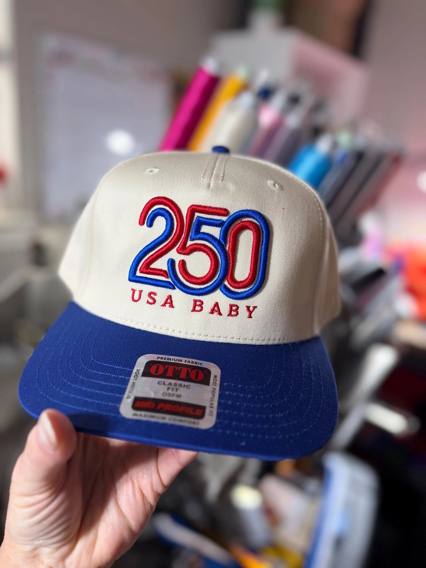 USA BABY 250 puff embroidered cap