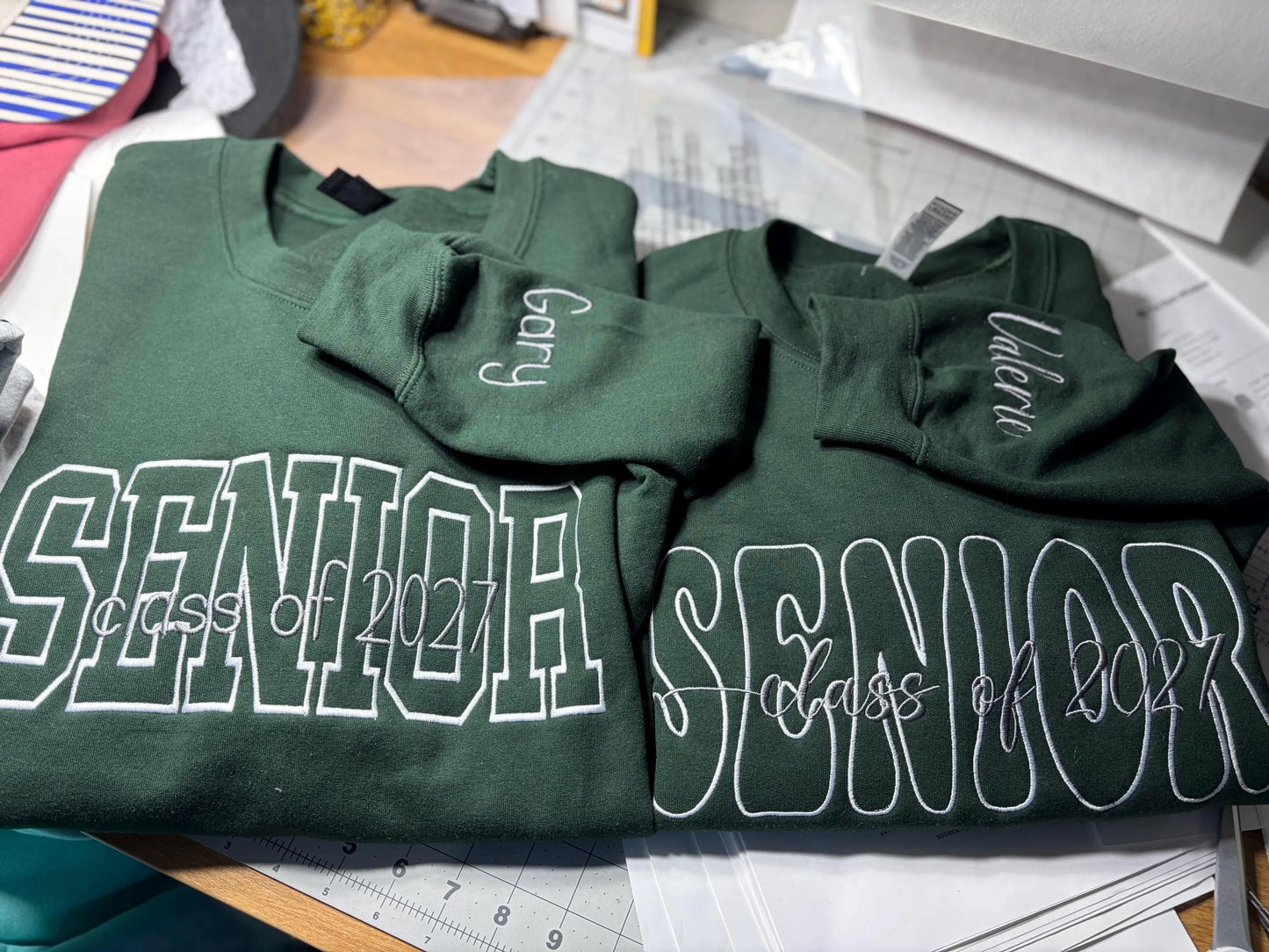 Senior outline font with overlay